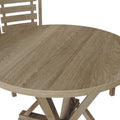 5Pcs Table Set Round Dining Table Solid Wood Modern Farmhouse Rustic Look Distressed Look Wood Grayish Brown Ladder Back Seats 4 Light Brown Dining Room Fixed Table American Design,Farmhouse,French Country,Rustic,Vintage Rubberwood Round Round Dining