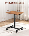 Standing Desk Small Rolling Desk With Lockable Wheels, Mobile Stand Up Desk Adjustable Height, Portable Laptop Desk, Small Computer Standing Table Sit Stand Brown Rust Metal & Wood