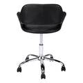 Office Chair, Adjustable Height, Swivel, Ergonomic, Armrests, Computer Desk, Work, Black Leather Look, Chrome Metal, Contemporary, Modern Black Foam Faux Leather