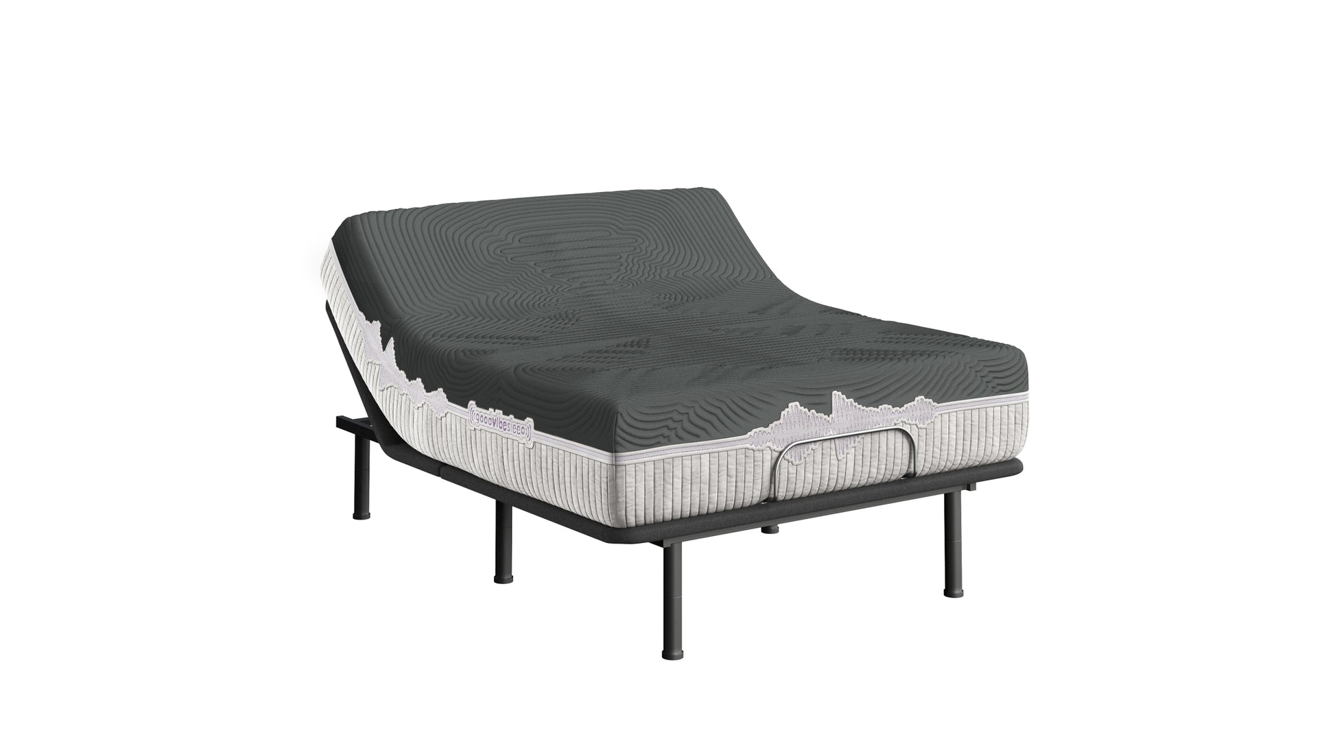 Goodvibesleep Soothe Mattress And Adjustable Base Comfort Ensemble, King Size Gray Foam Spring King