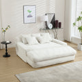 Coolmore Chenille 2 Seater Lazy Sofa With 5 Back Pillows,Comfy Sofa Deep Seat Couch For Living Room,Club White White Chenille 2 Seat