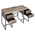 Rustic Oak And Black 4 Drawer Writing Desk Black Brown Writting Desk Office Modern Rectangular Drawers Desk Wood Metal Sled