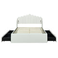 Full Size Upholstered Platform Bed With 4 Drawers And 2 Usb, Beige Box Spring Not Required Full Beige Wood Bedroom Bed Frame Polyester Upholstered