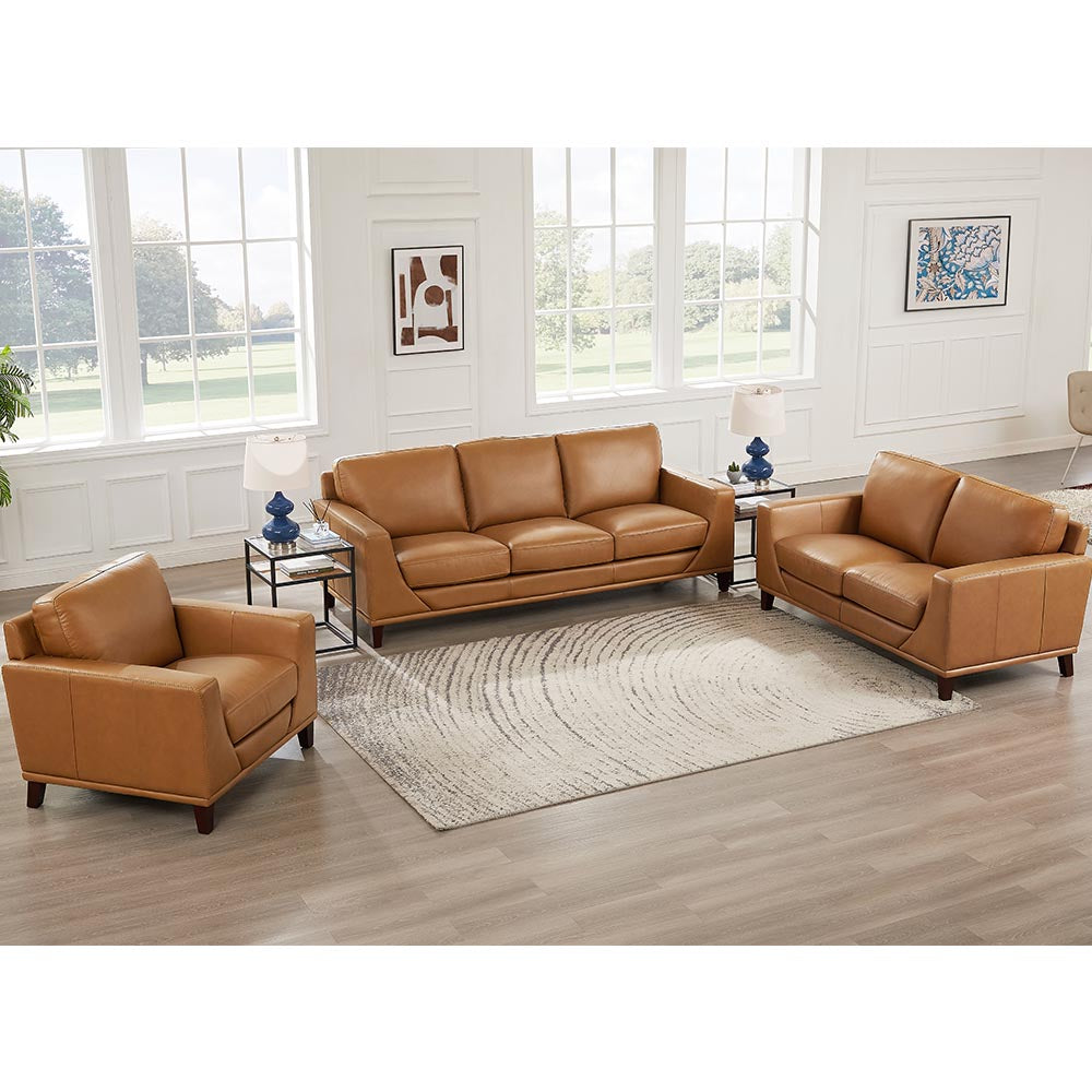 Soma Leather Chair Cognac Primary Living Space Mid Century Modern Eucalyptus Down Filling Genuine Leather