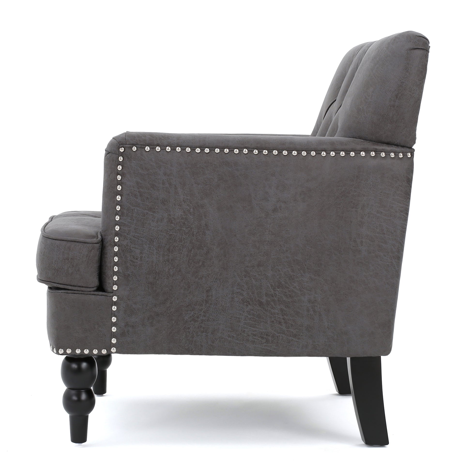 Harrison Tufted Club Chair Slate Microfiber 1 Seat