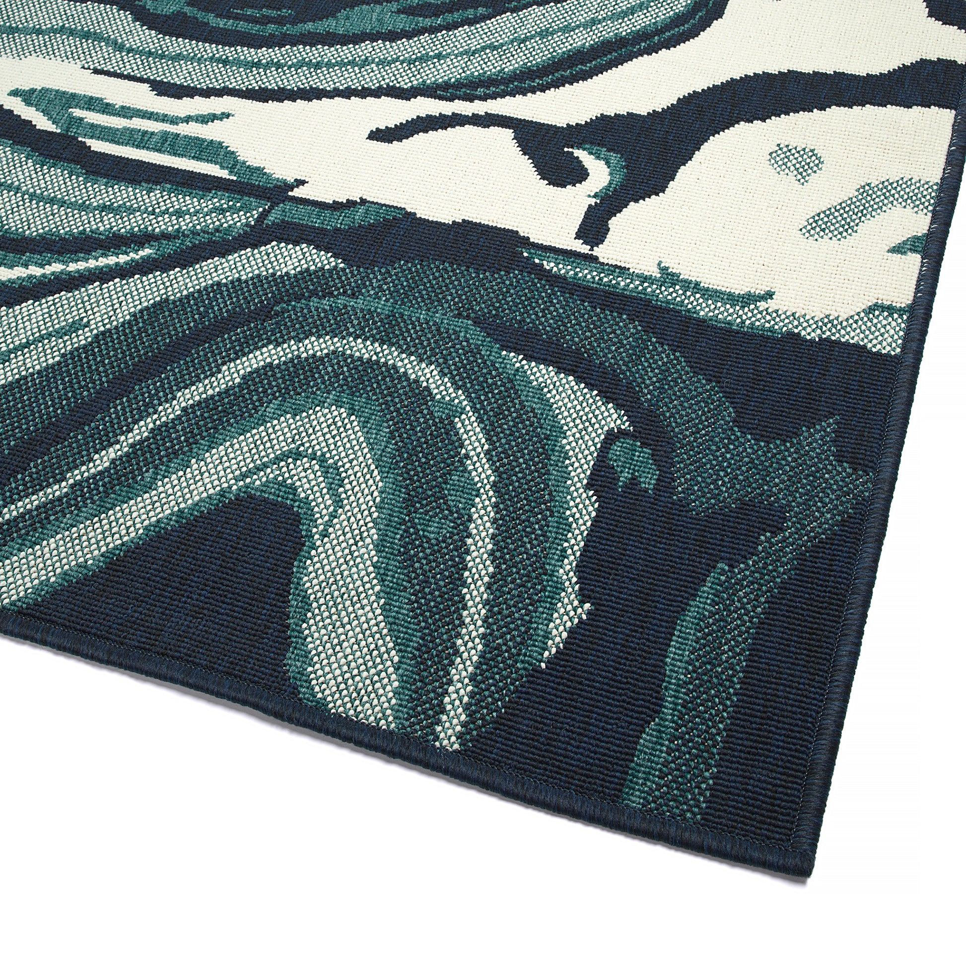 Modern, Abstract, Textured Cut Pile 5'3" X 7'6" Rectangle Area Rug Teal Polypropylene