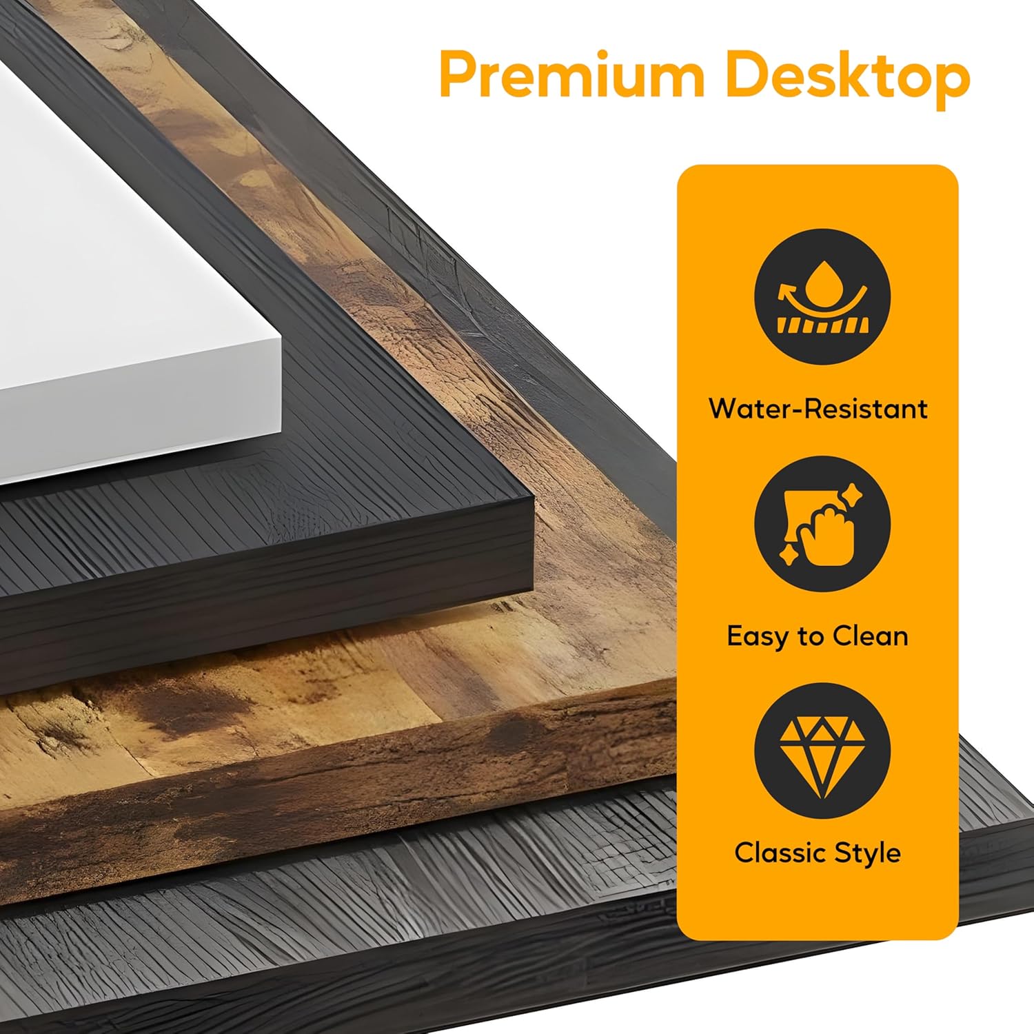 L Shaped Desk Gaming Computer 50 Inch Reversible Corner Table Pc For Writing Study Student With Wood Tabletop Metal Frame Cpu Stand Side Bag For Home Office Small Place, Rustic Brown Wood