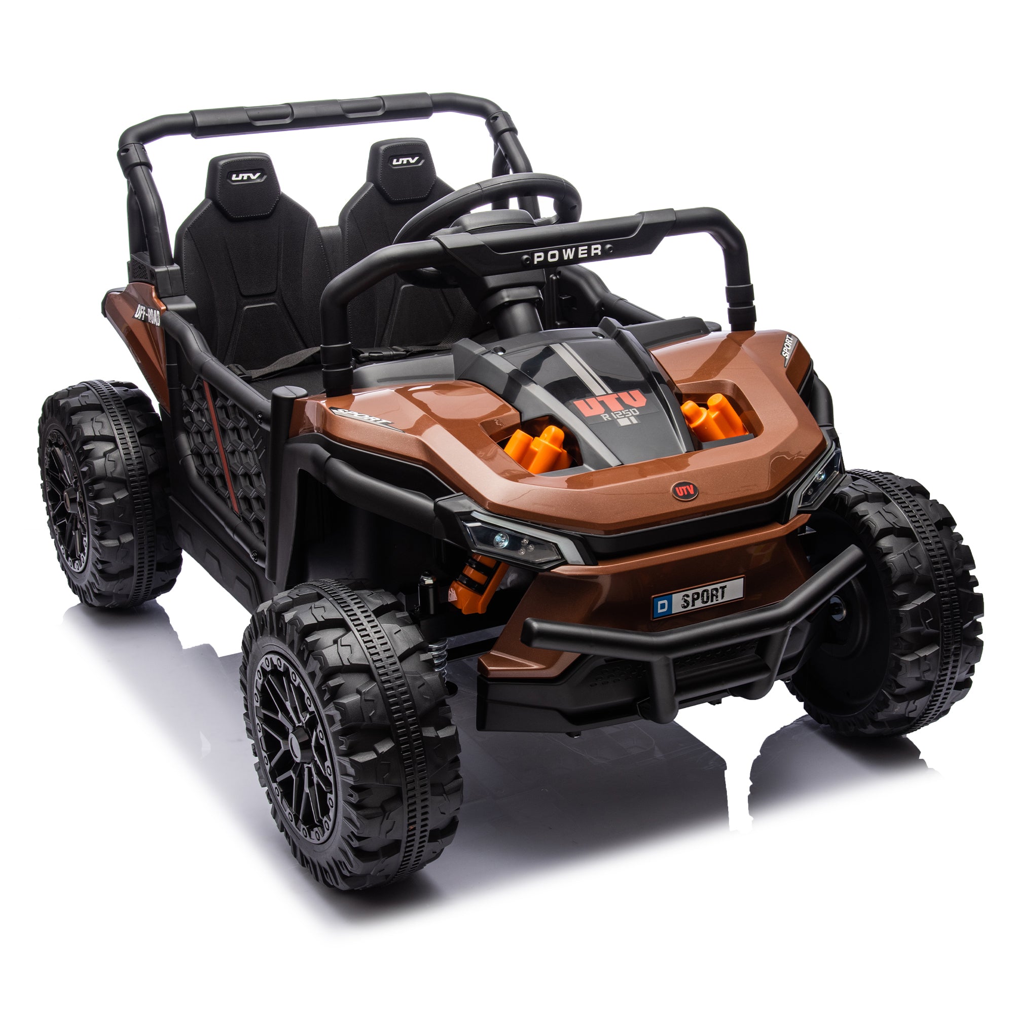 24V Kids Ride On Utv,Electric Toy For Kids W Parents Remote Control,Four Wheel Suspension,Low Start,Adjustable Speed,Multimedia Player,Early Education,Bluetooth,Rear Storage Space For Kids Aged 3 . Brown 50 99 Lbs Polypropylene