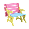 Kid'S Multi Functional Arm Chair,Table 2 Benches All In One Blue Pink Wood