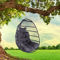 Swing Hammock Egg Basket Chairs Without Stand Indoor Outdoor, Uv Resistant Cushion Hanging Chair, Foldable Frame 350Lbs Capacity Ceiling Hammock Chair For Patio Porch Backyard Balcony Black Rattan