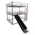 Twin Size House Loft Bed With Slide And Ladder, Black Twin Black Metal