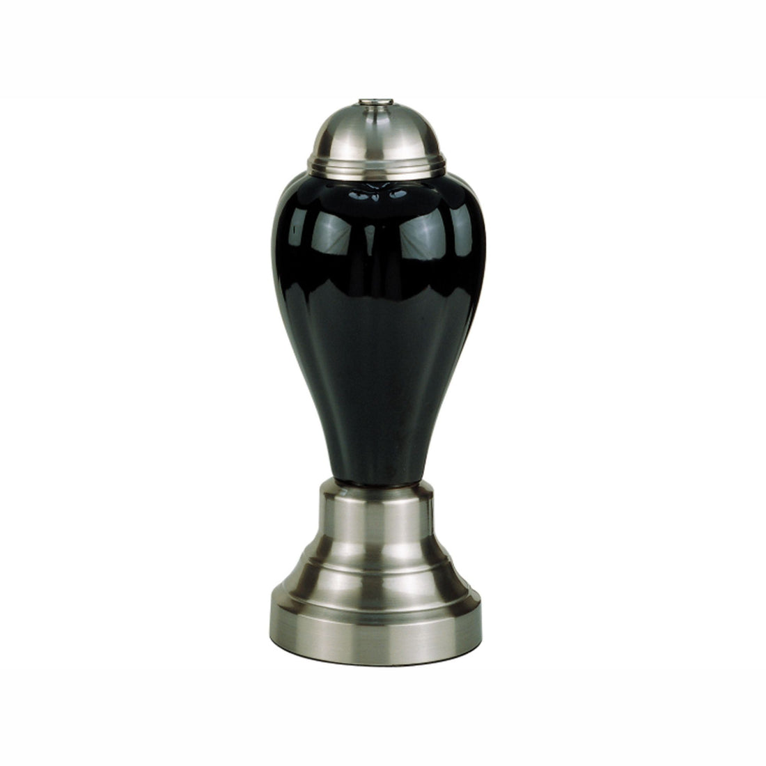 27" Tall Ceramic Table Lamp, Urn Shaped With Silver Black Finish, Linen Shade Multicolor Ceramic