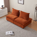 Modern Armless Accent Chair, Single Sofa Couch With Ottoman Compact Design, Space Saving Seating For Living Room, Bedroom, Apartment, Office Orange Wood Medium Soft Foam Chenille 1 Seat