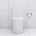 Elongated One Piece Toilet White White Bathroom Modern Porcelain