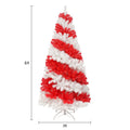 6Ft Artificial Christmas Tree With 300 Led Lights And 900 Bendable Branches, Candy Cane Christmas Tree Holiday Decoration, Creative Decorated Trees, Xmas Tree Christmas Decorations Red,White Pvc