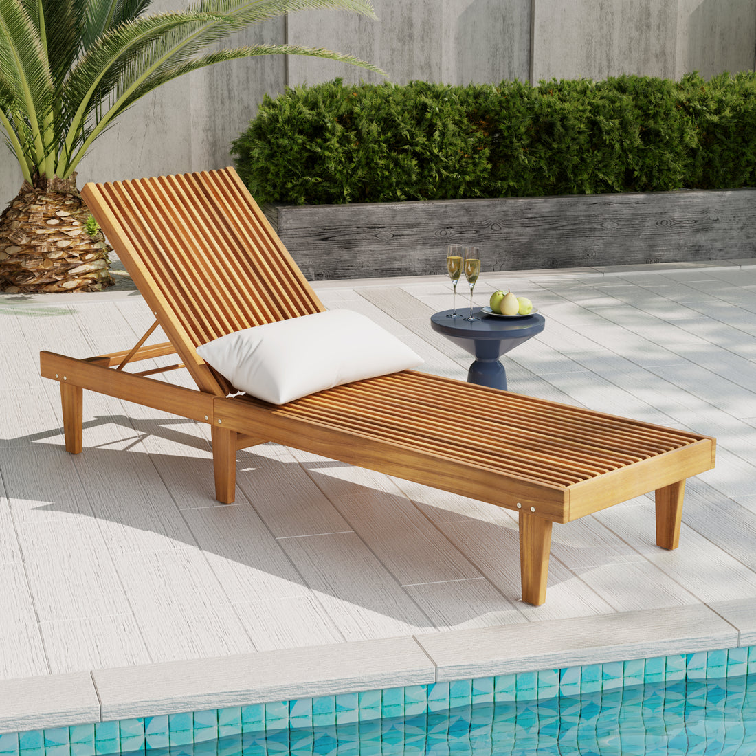 Nadine Chaise Lounge Teak Acacia Wood