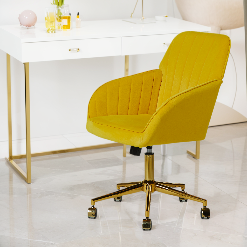 Ys Office Chair Bright Yellow Velvet