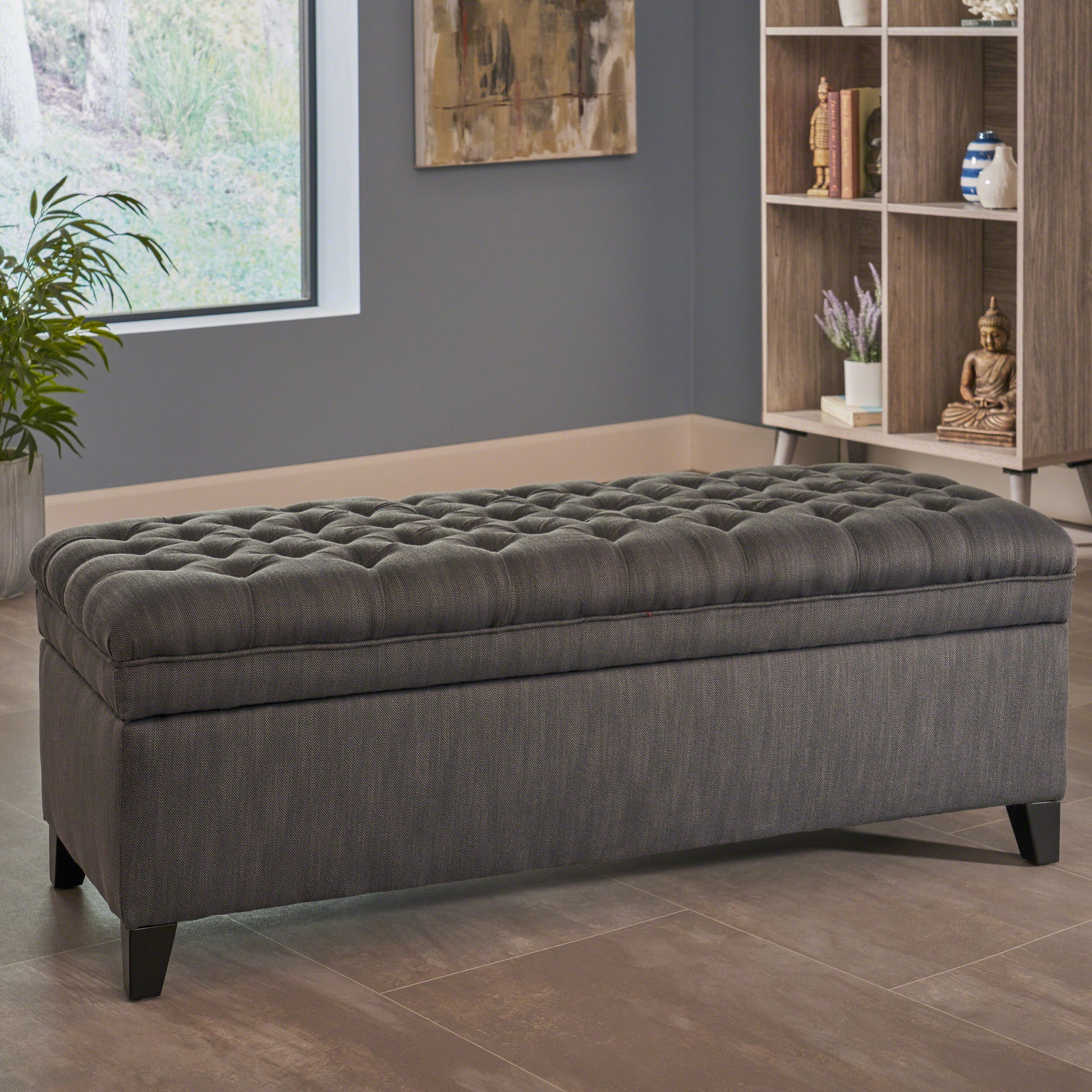 Juliana Storage Ottoman Gray Fabric