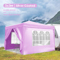 10'X10' Folding Canopy With 4 Removable Sidewalls Outdoor Event Shelter Upf 50 Gazebo Portable Tents For Parties Beach Camping Wedding Ez Pop Up Canopy 4Pcs Weight Bag Carry Bag Pink Metal