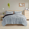 Shaggy Long Fur Comforter Mini Set King Grey Polyester