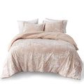 Crushed Velvet Sherpa Reversible Comforter Set Queen Pink Polyester