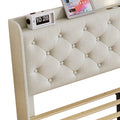 Queen Size Bed, Mesh Backboard Beautiful, With Led Lights, Cotton And Linen Fabric, Frame Stability, Easy To Assemble,Light Gray Queen Light Gray Mdf Acacia
