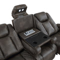 Luxury Comfort Modern Living Room Furniture 1Pc Power Reclining Sofa Premium Faux Leather Upholstery, Power Headrests, Led Light, Usb Ports, Power Outlets, Hidden Storage Brown Gray Faux Leather Wood Primary Living Space Luxury,Modern Plywood,Solid Wood