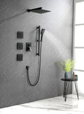 Wall Mounted Shower System In Matte Black With Shower Head, Handheld Shower, 3 Body Jets Matte Black Brass Brass