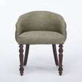 Hand Pulled Buckle Decoration Pu Dining Chair,Accent Leisure Chair, Mid Century Modern Arm Chair With Solid Wood Armrests And Legs, 1 Seat Cushioned Sofa For Living Room Bedroom,Olive Green Color Olive Green Primary Living Space American Design