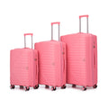 Pp Luggage Sets 3 Piece 20 24 28 , Expandable Carry On Luggage With Tsa Lock Airline Approved, Pp Materials Hard Shell And Lightweight Suitcase With Spinner Wheels Pink Pink Polypropylene