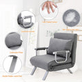 Homcom Single Person Folding 5 Position Convertible Sofa Bed Sleeper Chair Chaise Lounge Couch W Pillow & Steel Frame For Home Office, Light Grey Light Grey Fabric 1 Seat