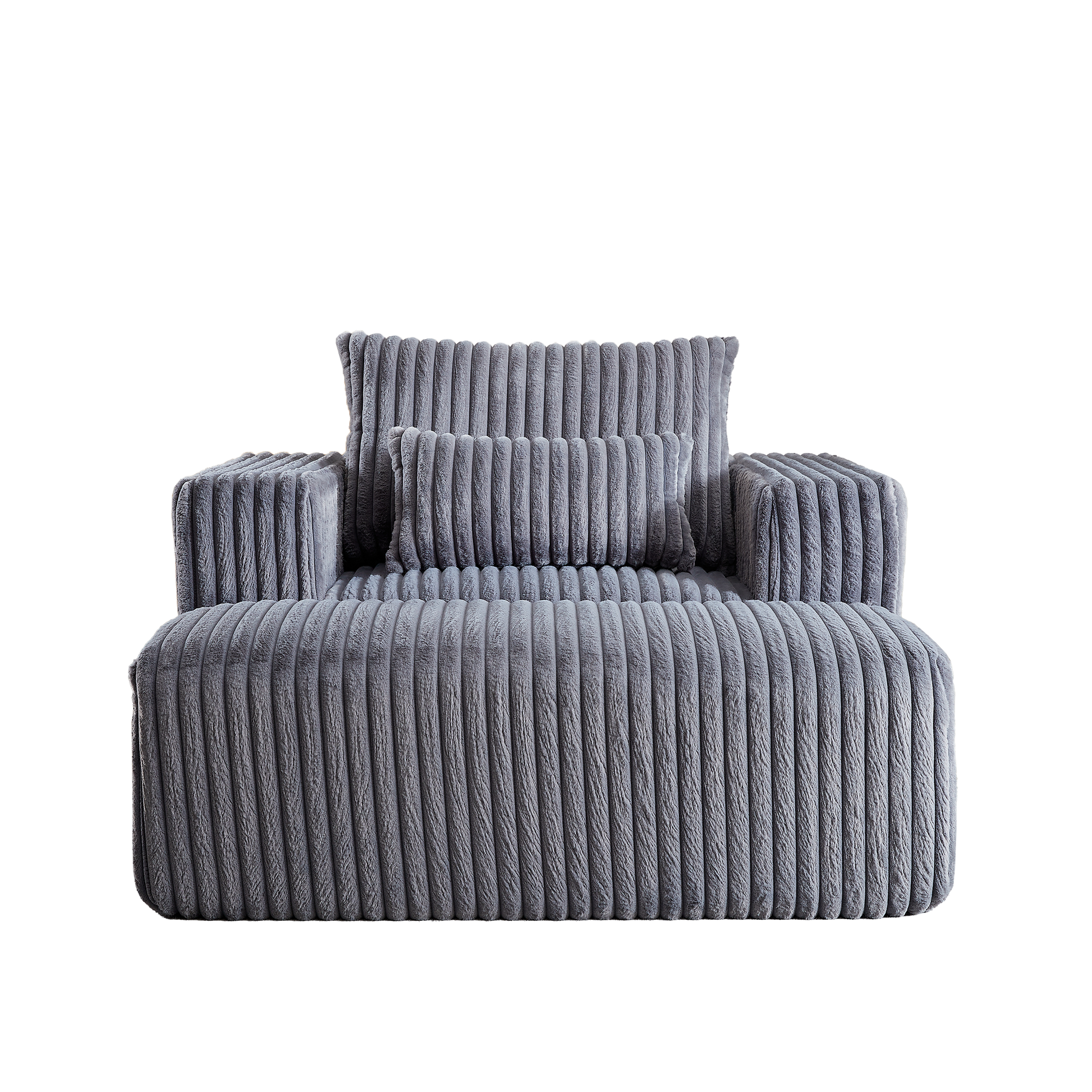 62.5 Inch Corduroy Sponge Sofa Lounge Chair With Removable Footrest,No Assembly Required,Fluffy Modern Sleeper Chair For Indoor Living Room Bedroom Grey Foam Corduroy 1 Seat