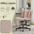 Armless Desk Chairs With Wheels Office Chair Vanity Chair With Technical Cloth Adjustable Swivel Computer Task Chairs For Home Base, Bedroom,Pink Pink Polyester Blend