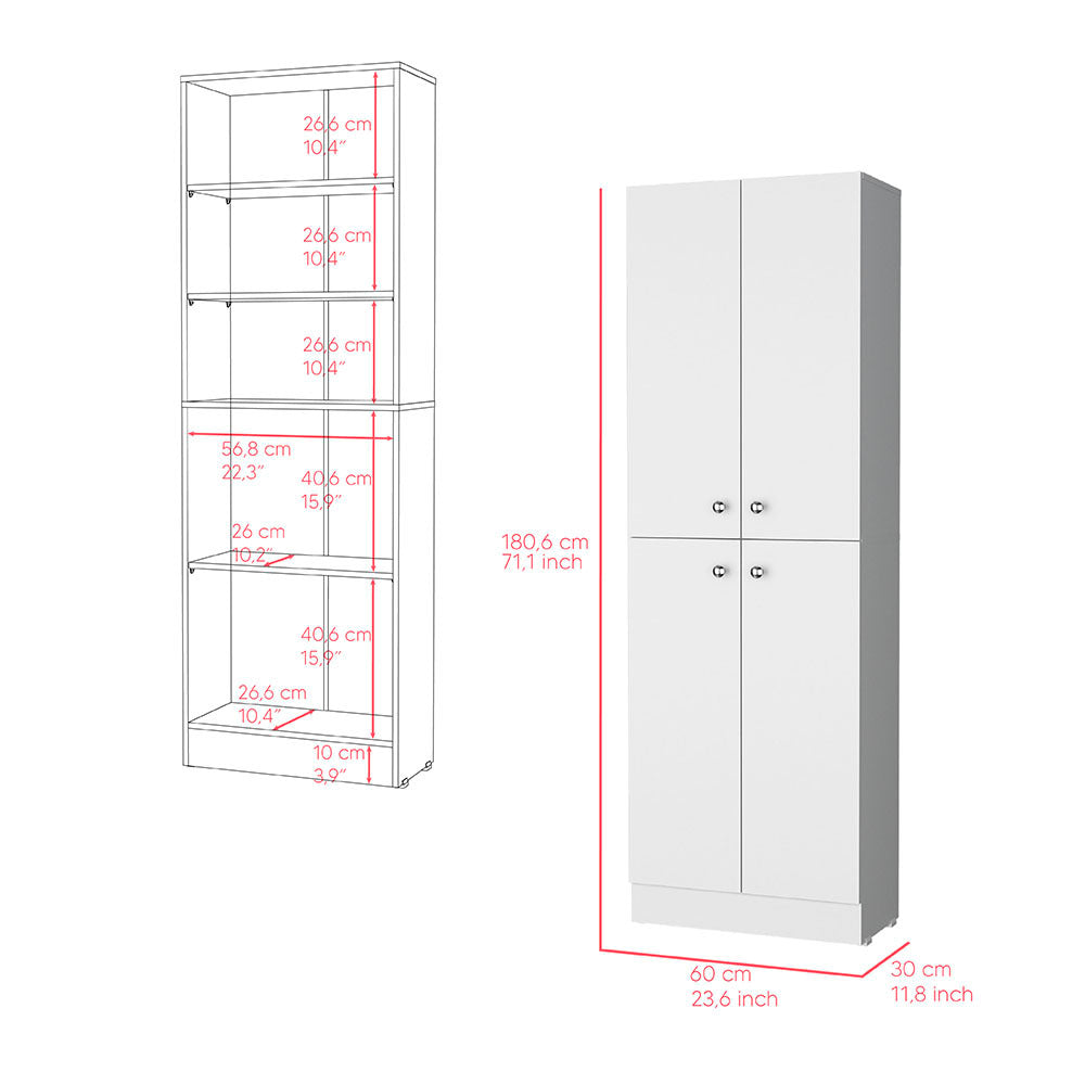 Pantry Cabinet Coahoma, Kitchen, White White Particle Board Engineered Wood