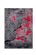 Jersey Area Rugs, Carpets For Livingroom, 7X10 Area Rugs ,3982 Black Red Rectangle 8&10 Black Red Contemporary Abstract Polypropylene