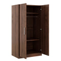 2 Door Wooden Wardrobe Armoire With 3 Storage Shelves, Brown Brown Solid Wood Mdf