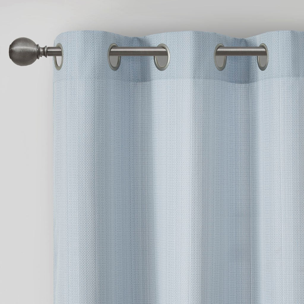 Basketweave Room Darkening Curtain Panel Pair 2 Pcs Window Panels Blue Polyester