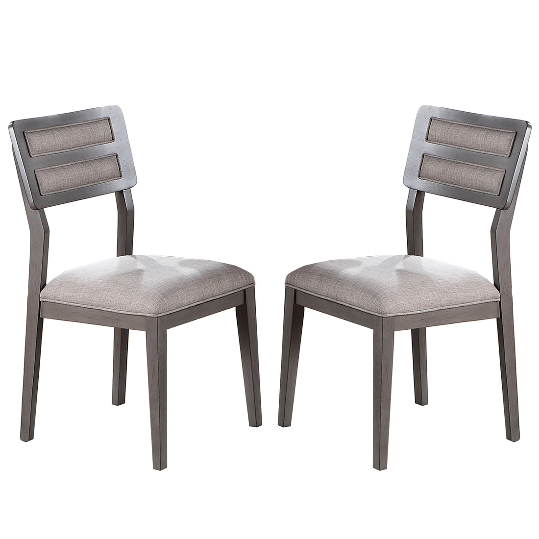 Set Of 2 Upholstered Dining Chairs, Grey Solid Grey Rectangular Set Of 2 Fabric,Mdf