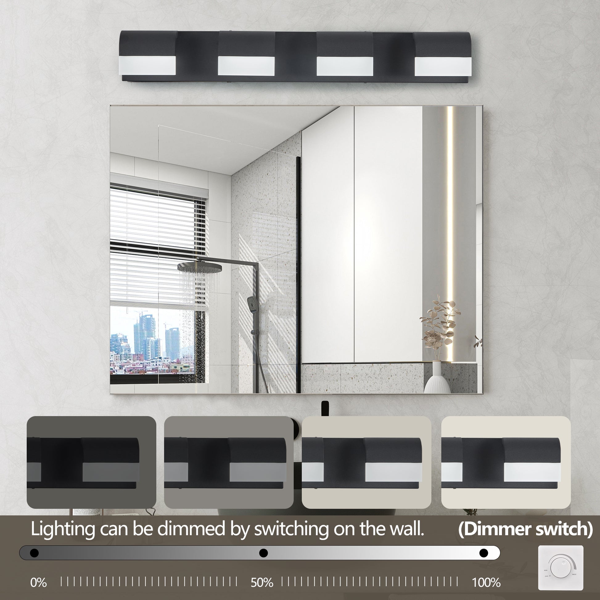 Modern Bathroom Vanity Lighting 4 Light Led Vanity Lights Over Mirror Bath Wall Lighting Black Modern Acrylic Iron