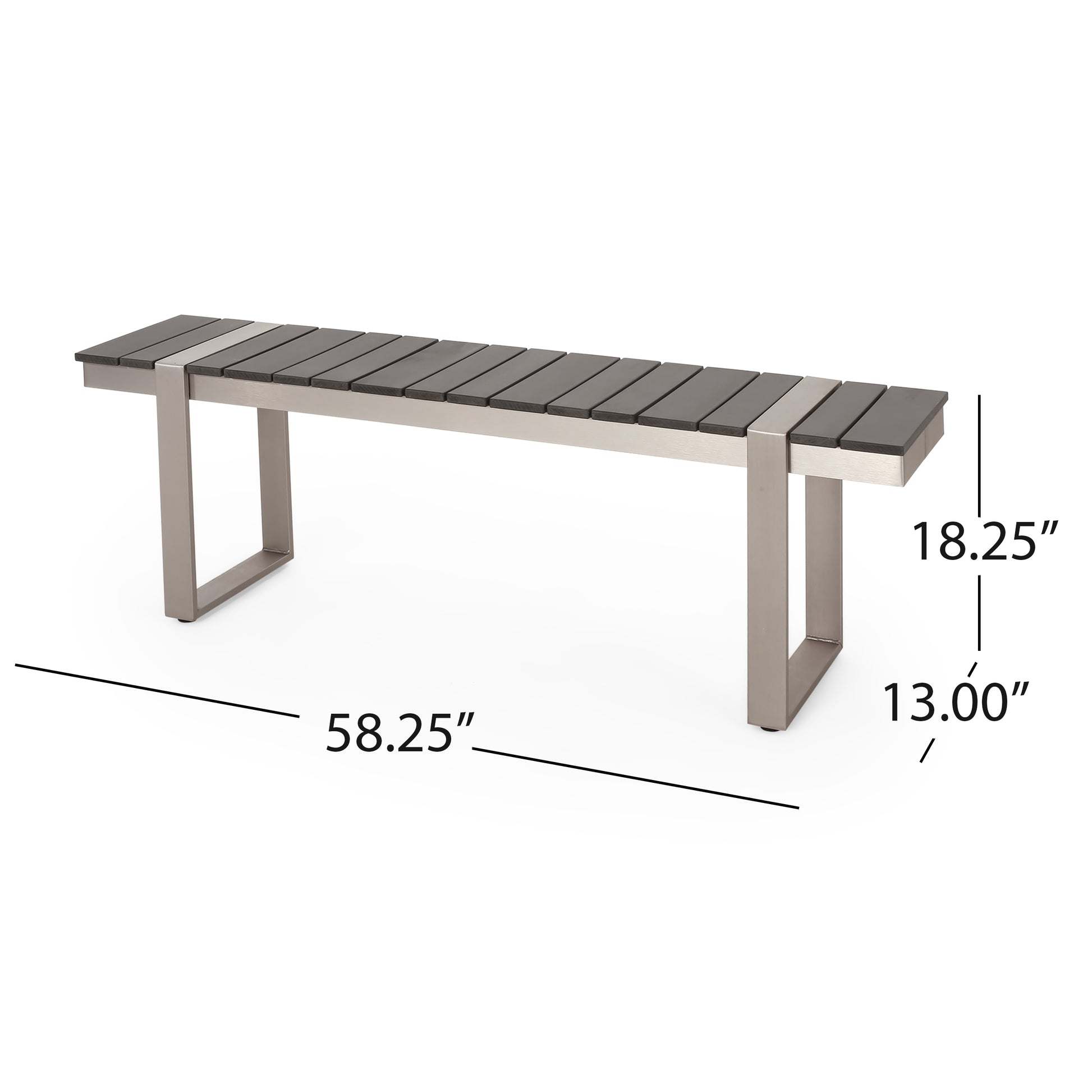 Dining Bench, Silver Gray Gray Wood