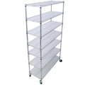 7 Tier Metal Shelf Wire Shelving Unit, 2450Lbs Heavy Duty Adjustable Storage Rack With Wheels & Shelf Liners For Closet Kitchen Garage Basement Commercial Shelving 81.5