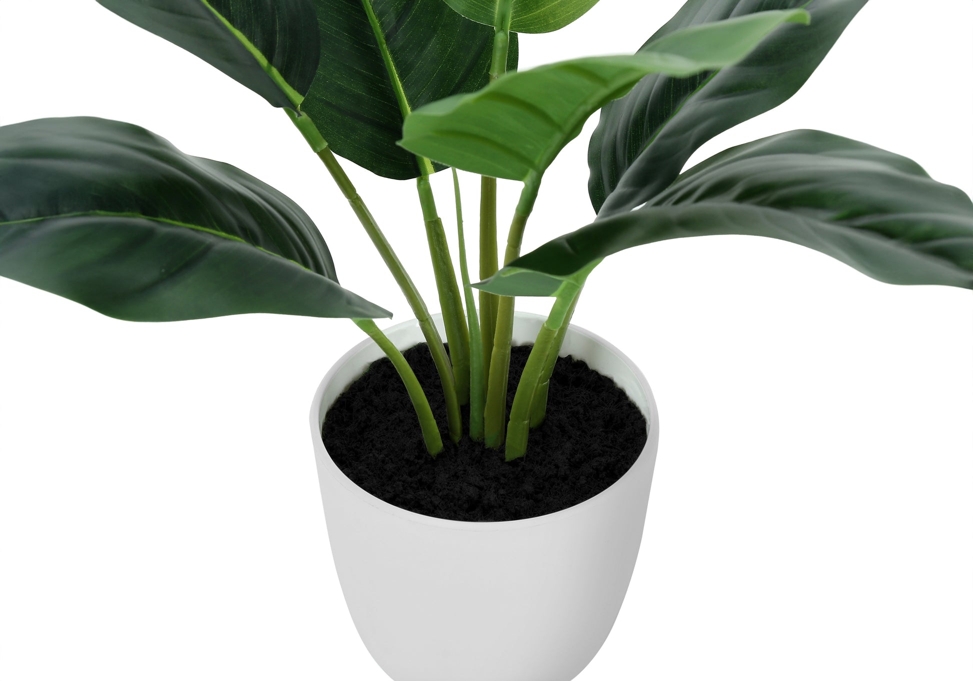 Artificial Plant, 17" Tall, Aureum, Indoor, Faux, Fake, Table, Greenery, Potted, Real Touch, Decorative, Green Leaves, White Pot Green Foam Plastic