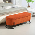 Coolmore Storage Ottoman,Bedroom End Bench,Upholstered Fabric Storage Ottoman With Safety Hinge, Entryway Padded Footstool, Ottoman Bench For Living Room & Bedroom Orange Orange Foam Velvet