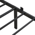 King Size Metal Bedframe,Headboard With Wood Panel Decoration,Black Black Brown Metal
