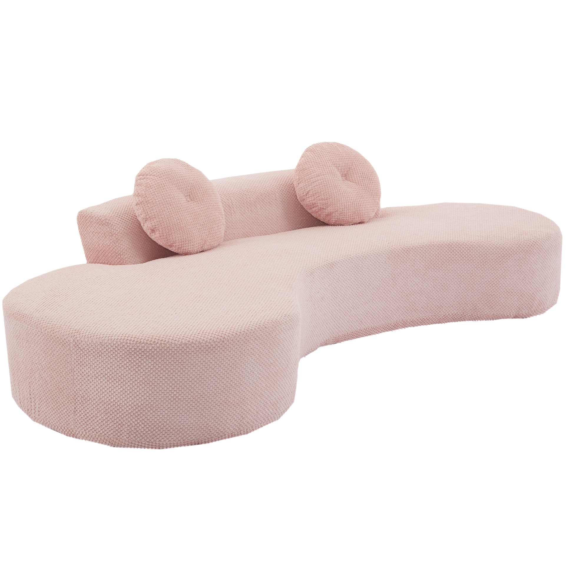 Arrived 105.5''Curved Sofa, Modern Minimalist Sofa, Cloud Couch Sofa 3 4 Seater Couch With 2 Pillows,Bedroom, No Assembly Required, Point Shaped Corduroy, Anti Wrinkle ,Pink Pink Polyester Primary Living Space Tight Back Soft Modern Foam Upholstered 3