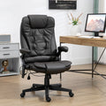 Homcom High Back Vibration Massage Office Chair With 6 Vibration Points, Heated Reclining Pu Leather Computer Chair With Armrest And Remote, Dark Brown Brown Pu