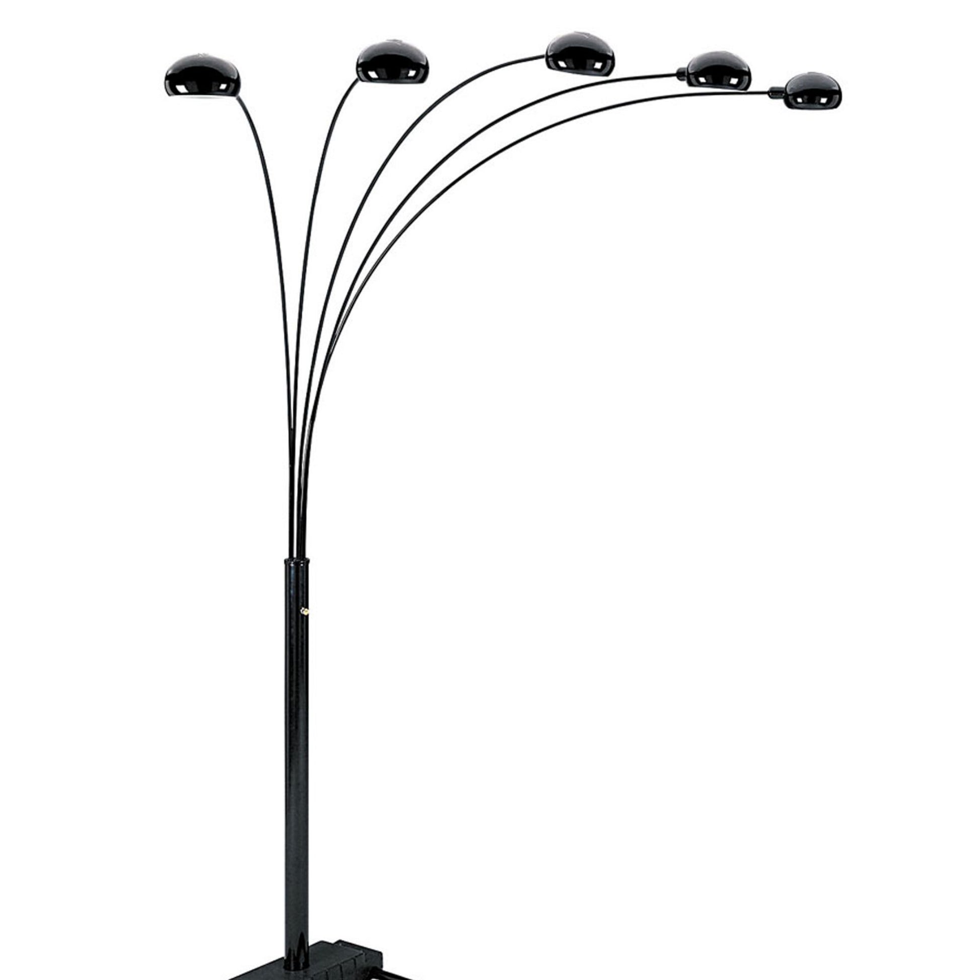 84" Tall Metal Floor Lamp With Black Finish And 5 Adjustable Arch Arms Black Metal