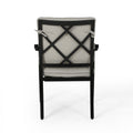 Dining Chair Beige Black Fabric Metal