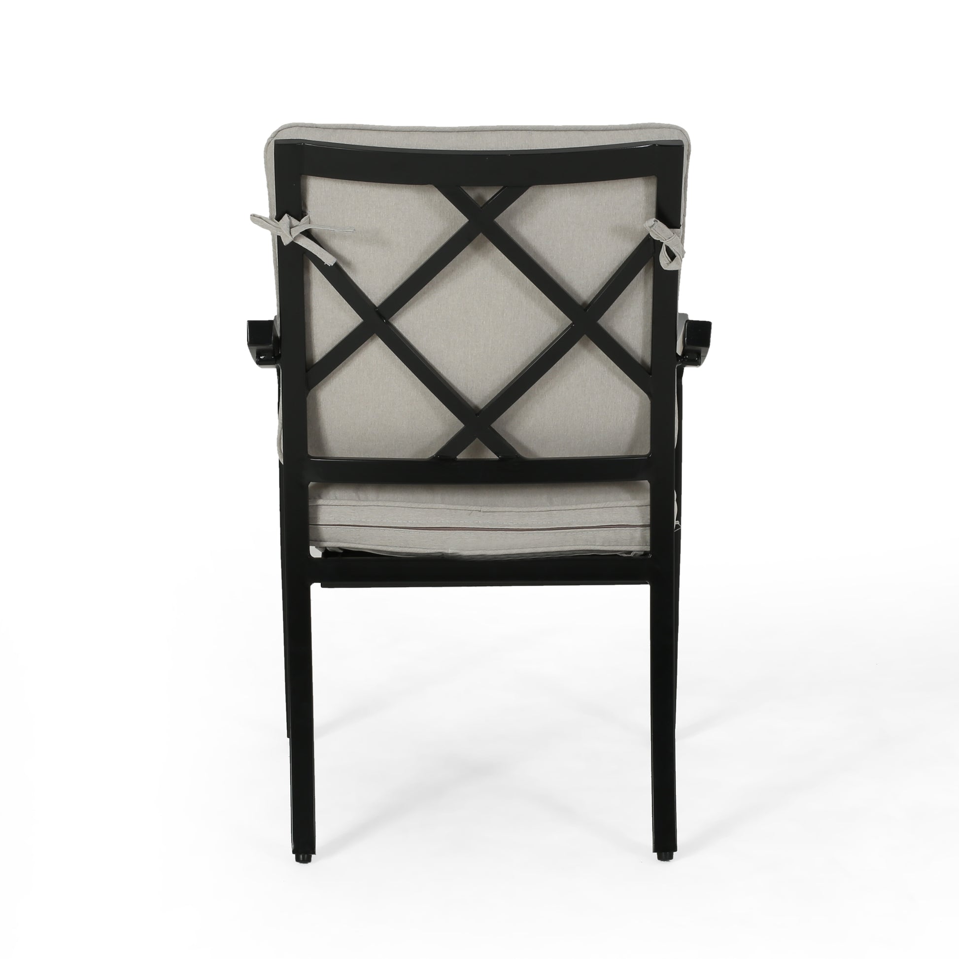 Dining Chair Beige Black Fabric Metal