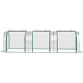 Outsunny 10' X 3' X 2.5' Mini Greenhouse, Portable Tunnel Green House With Roll Up Zippered Doors, Uv Waterproof Cover, Steel Frame, Clear Clear Pvc